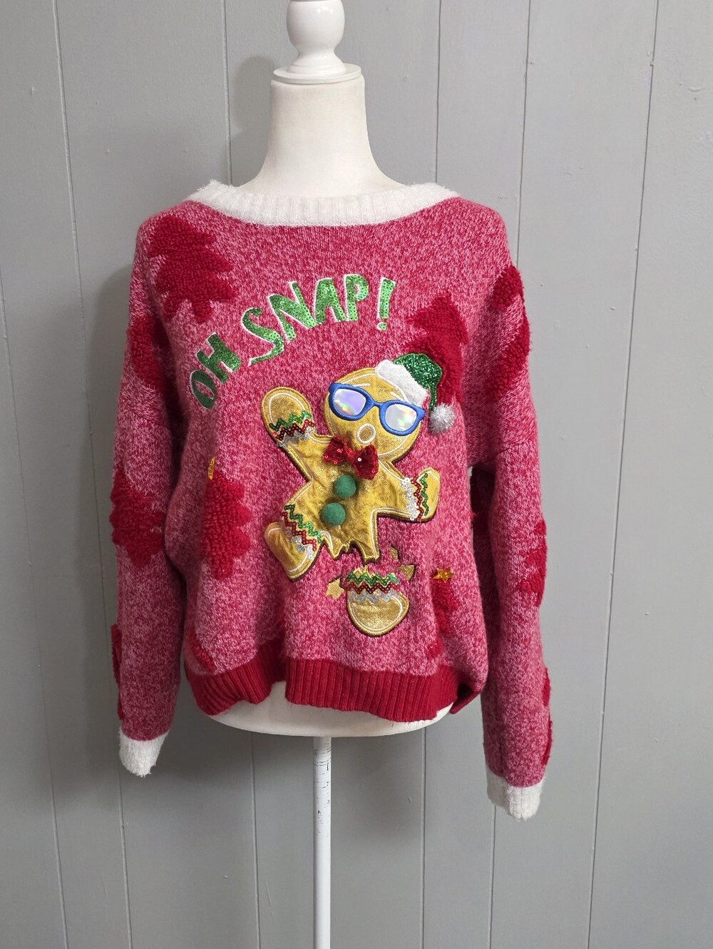 Blizzard Bay Oh Snap 3D Gingerbread Sweater Size L